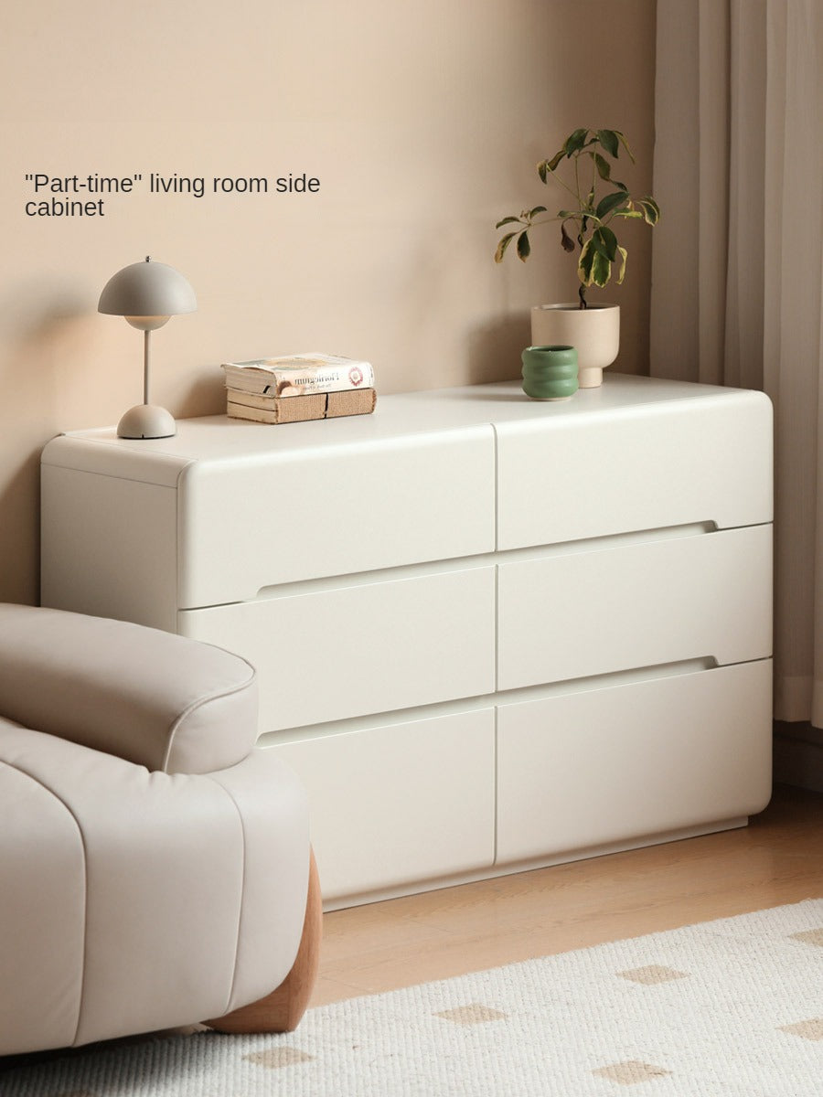 Tulipwood, Solid Rubberwood Storage Cream Drawer Dresser