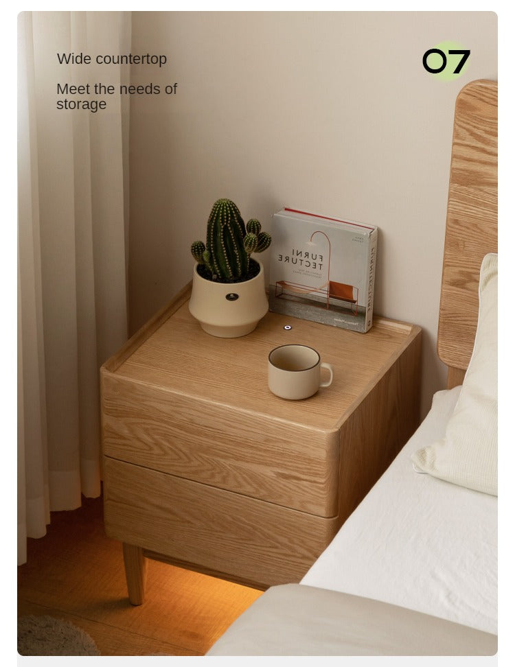 Ash, Oak, Sandalwood Solid Wood White Wax Small Nightstand