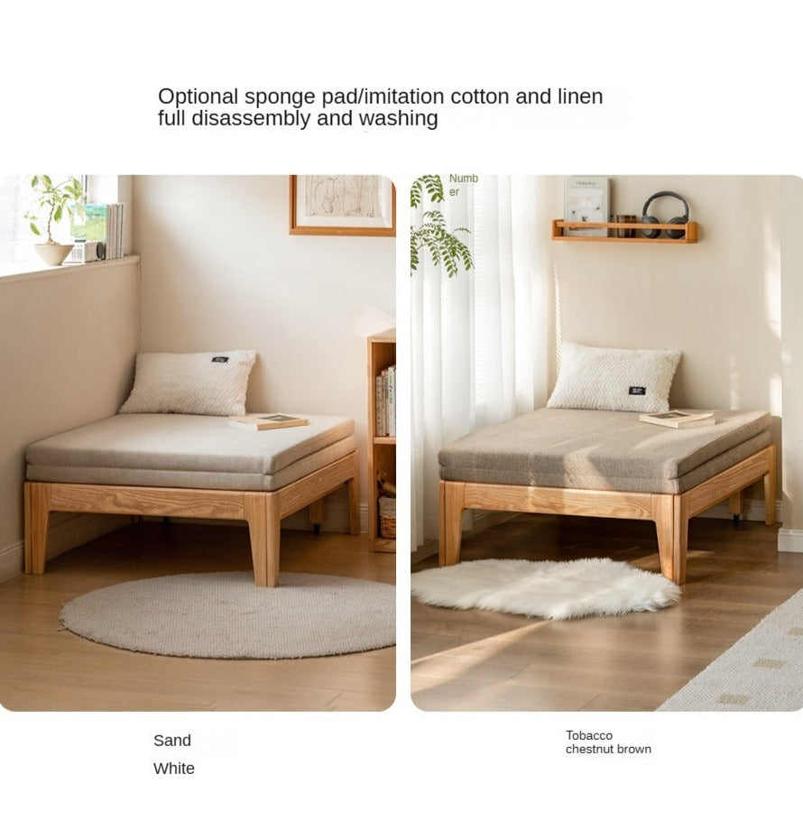 Oak, Beech, Solid Rubberwood Folding Sofa Bed, Retractable Sofa.