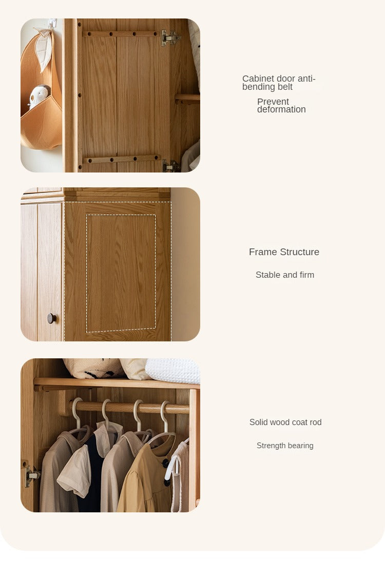 Oak Solid Wood Kids Wardrobe