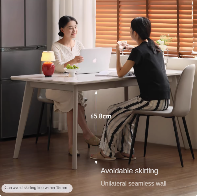 Poplar Solid Wood Modern Rock Plate Dining Table