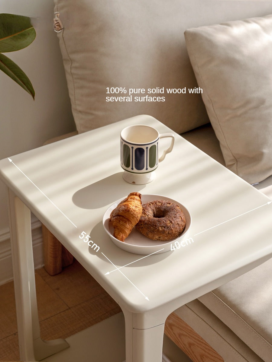 Birch Solid Wood Mobile Side Table
