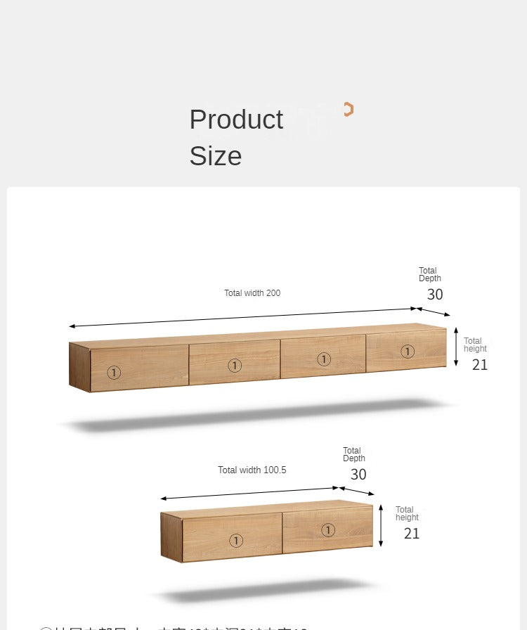 Oak Solid Wood TV Cabinet Hanging LED Lights.