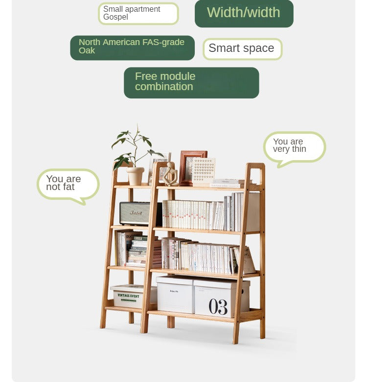 Oak Solid Wood Multi Layer Shelf, Bookshelves, Flower Racks