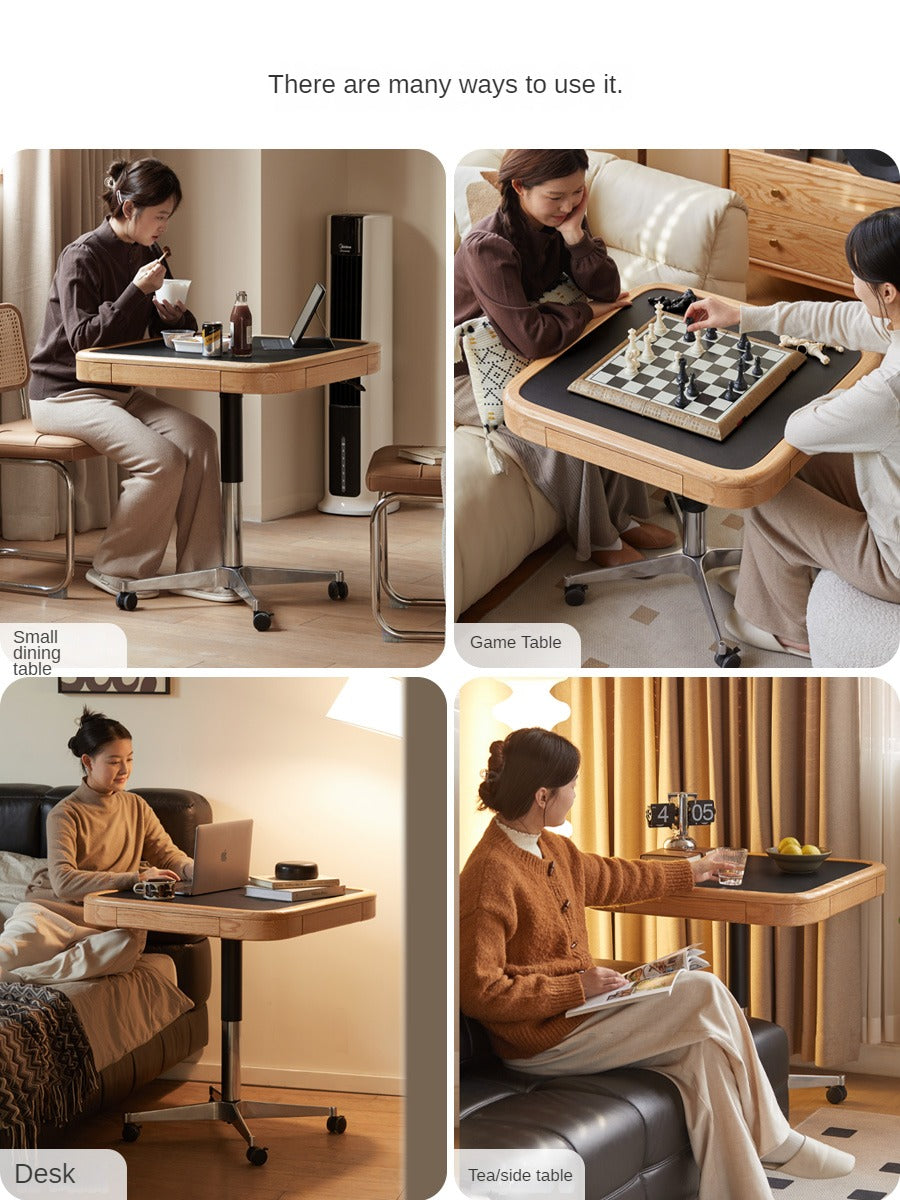 Oak Solid Wood Movable Square Lift Coffee Table