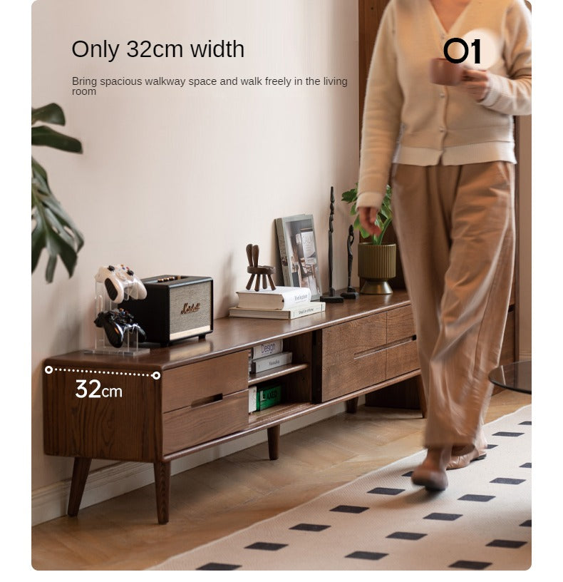 Oak, Rubberwood, Beech Solid Wood TV Stand Sliding Door.