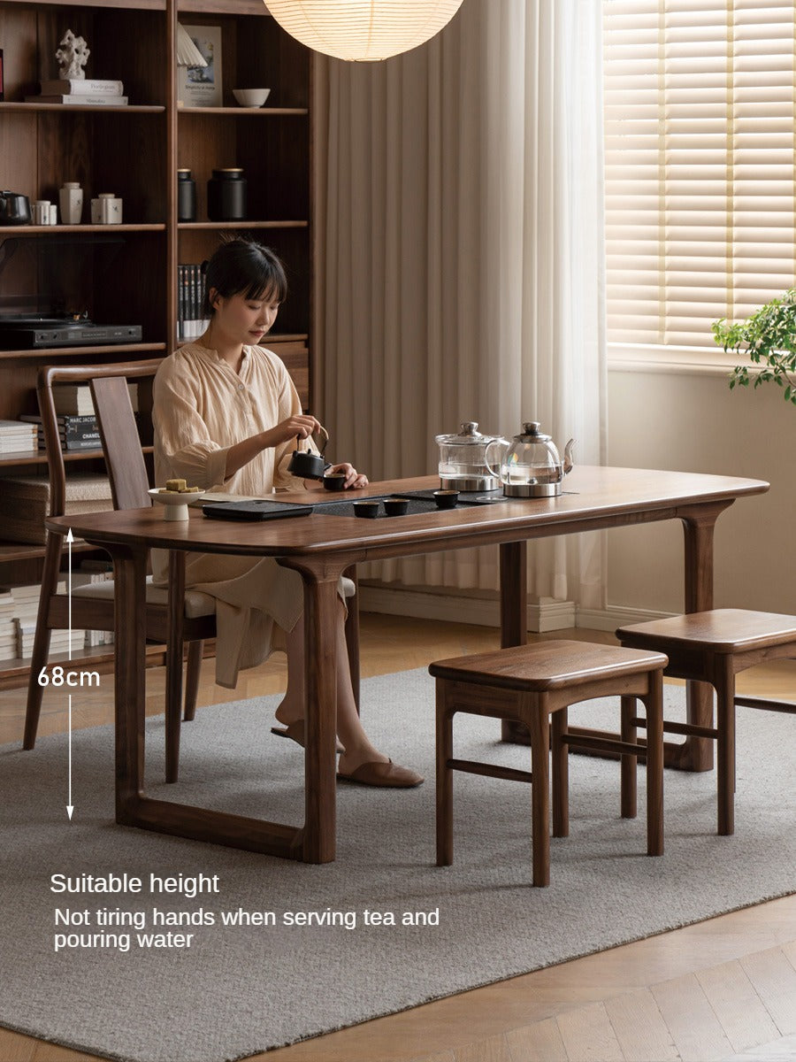 Black Walnut Solid Wood Tea Table Tea Tray Integrated.