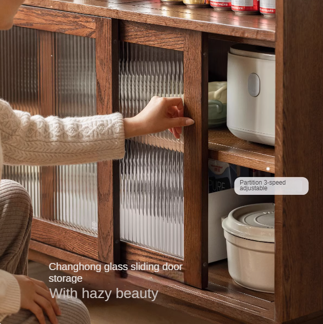 Oak Solid Wood, Solid RubberWood Modern Multifunctional Sideboard