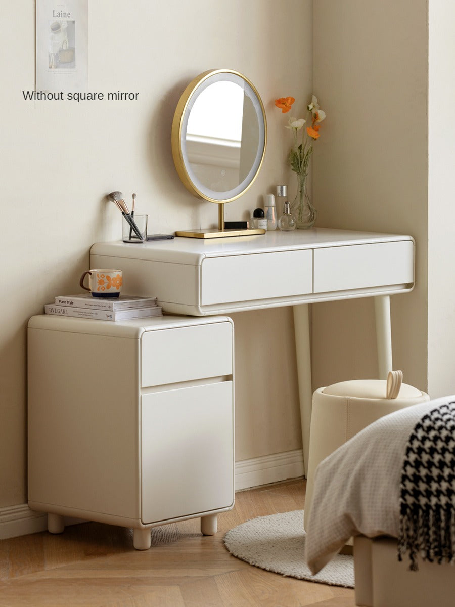 Poplar, Solid Rubberwood Milky Telescopic Dressing Table.
