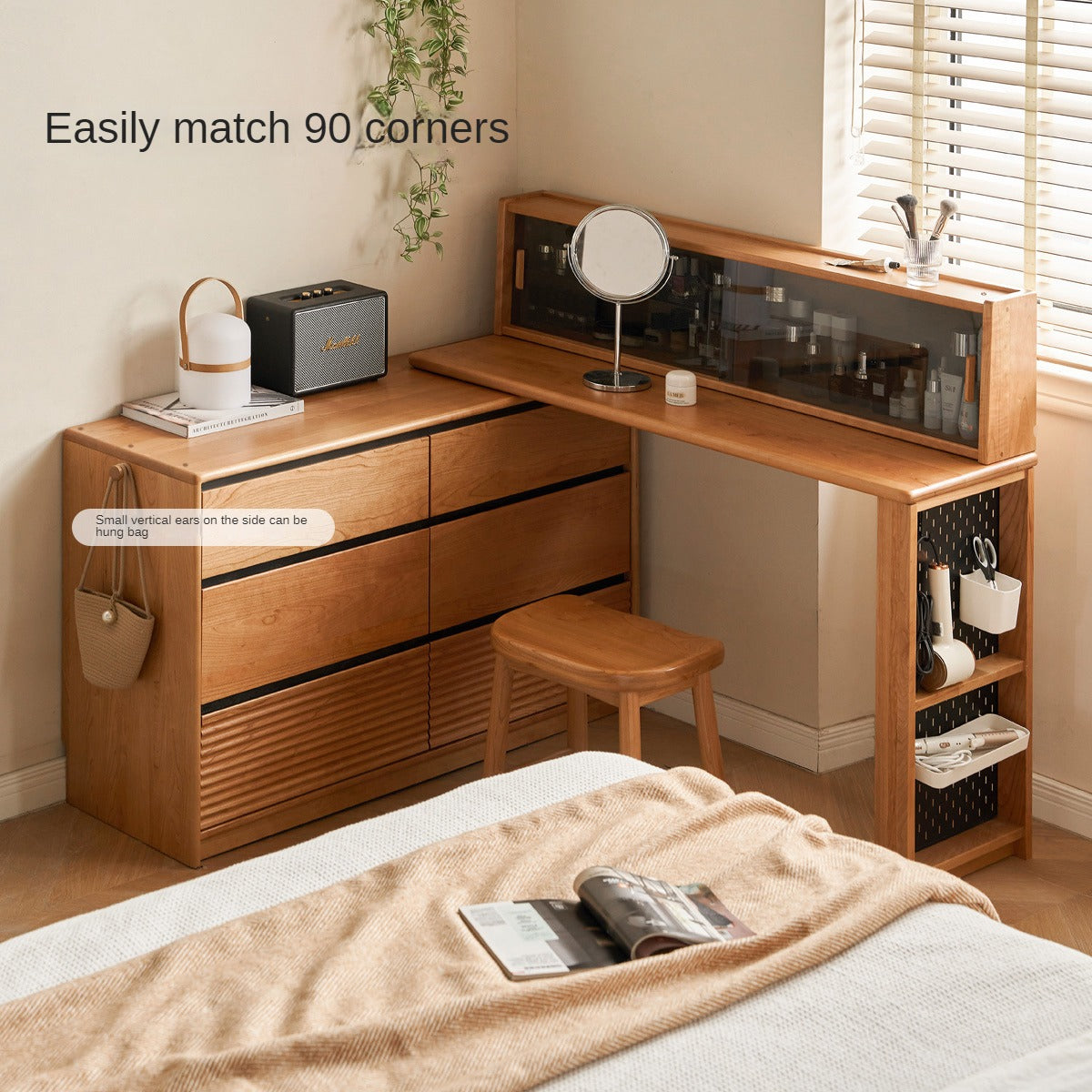 Cherry Solid Wood Retro Dressing Table.