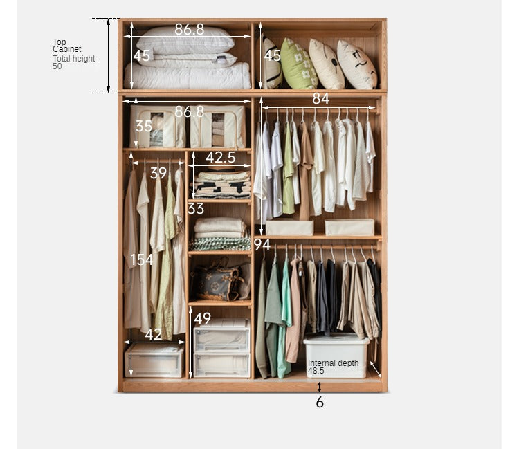 Oak, Pine Solid Wood Sliding Door Wardrobe.