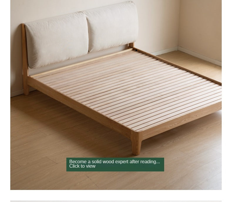 Beech, Oak, Black Walnut Solid Wood Fabric Soft Bed
