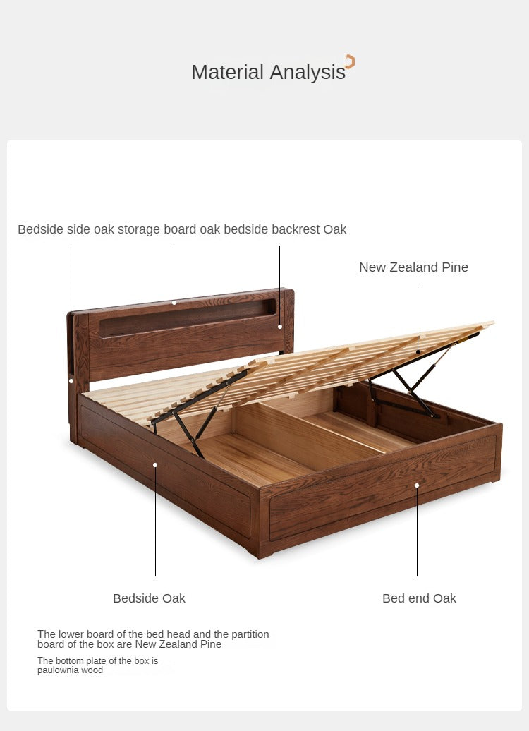 Oak Solid Wood Luminous Storage Box Bed