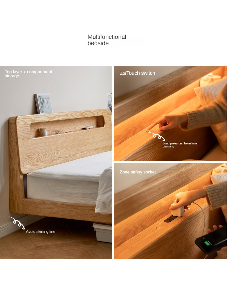 Oak Solid Wood Suspension Luminous Bed