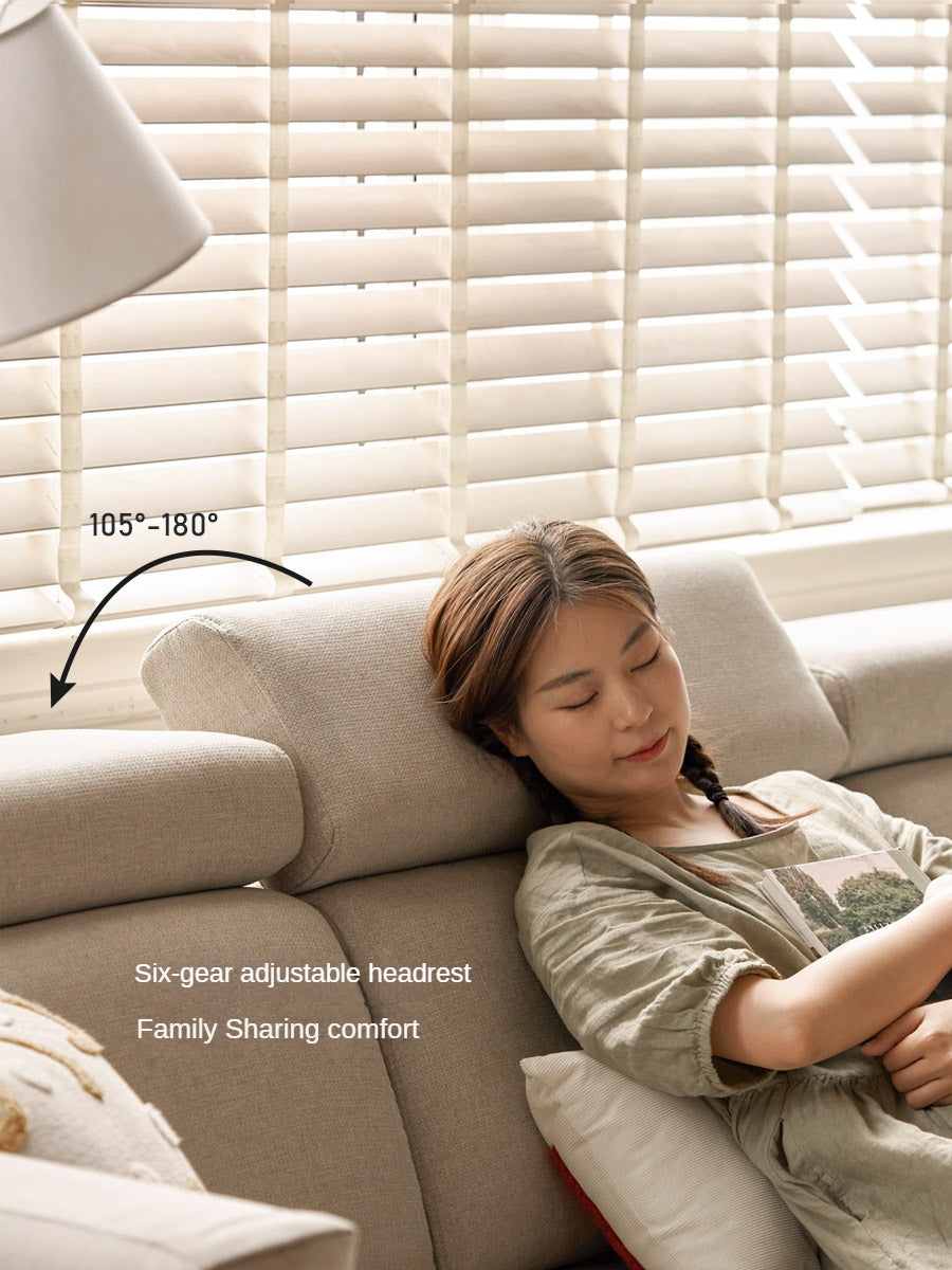 Ash Solid Wood L-Shaped Fabric Sofa with Adjustable Headrests