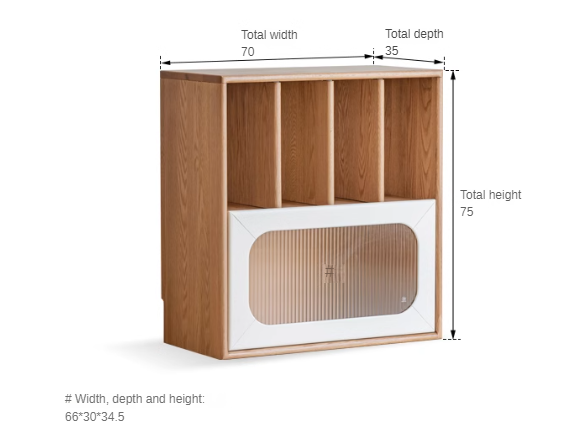 Oak, Beech Solid Wood Cream Style Module Combination Bookcase