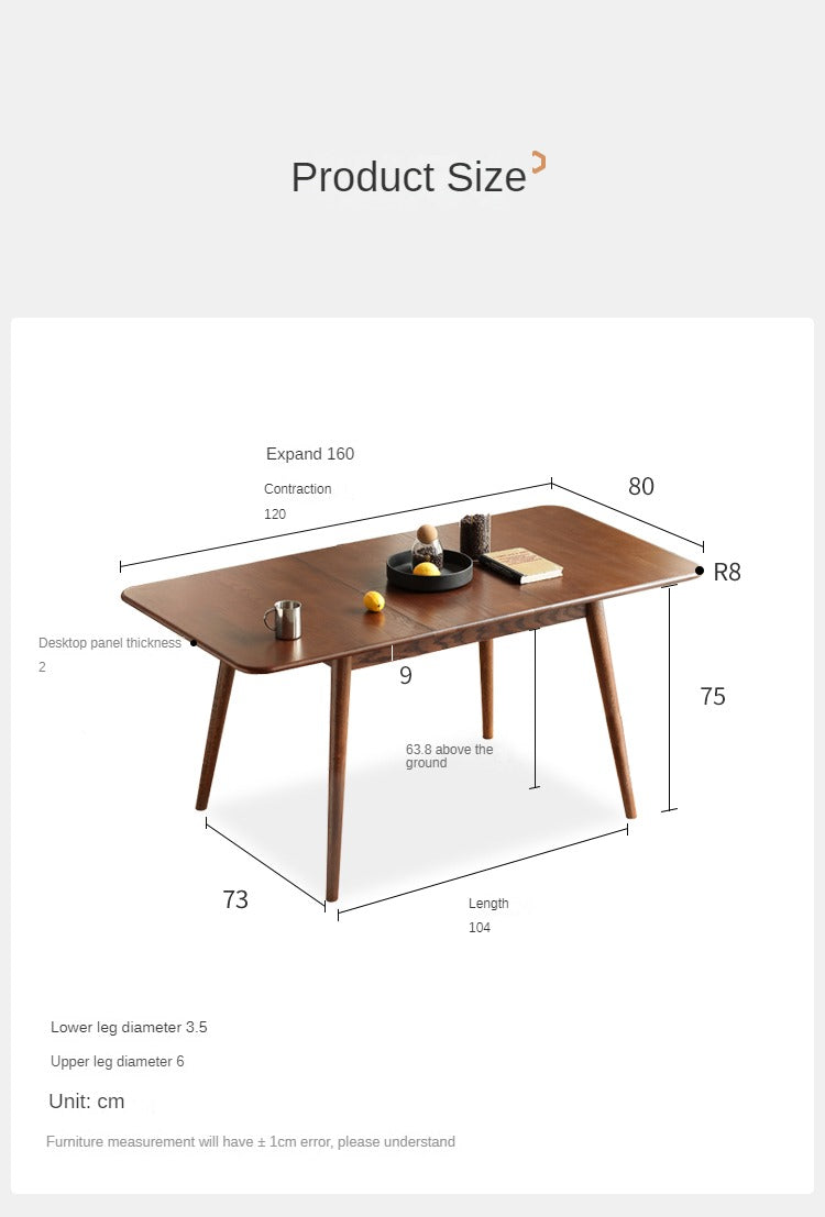 Oak Solid Wood Telescopic Folding Dining Table