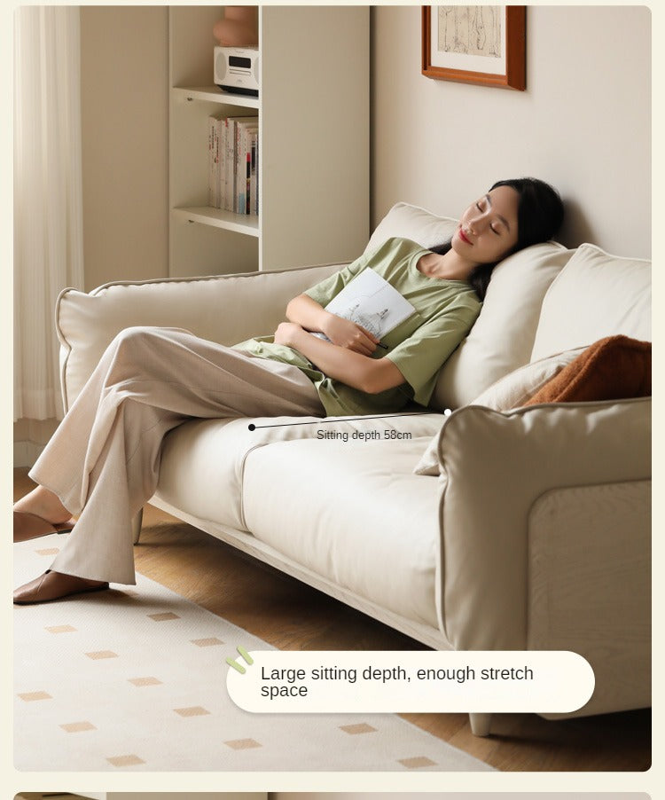 Oak Solid Wood Cream Style Sofa.