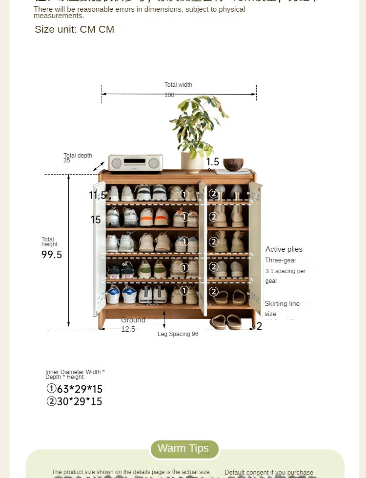 Solid Rubber Wood, Poplar Solid Wood Shoe Cabinet