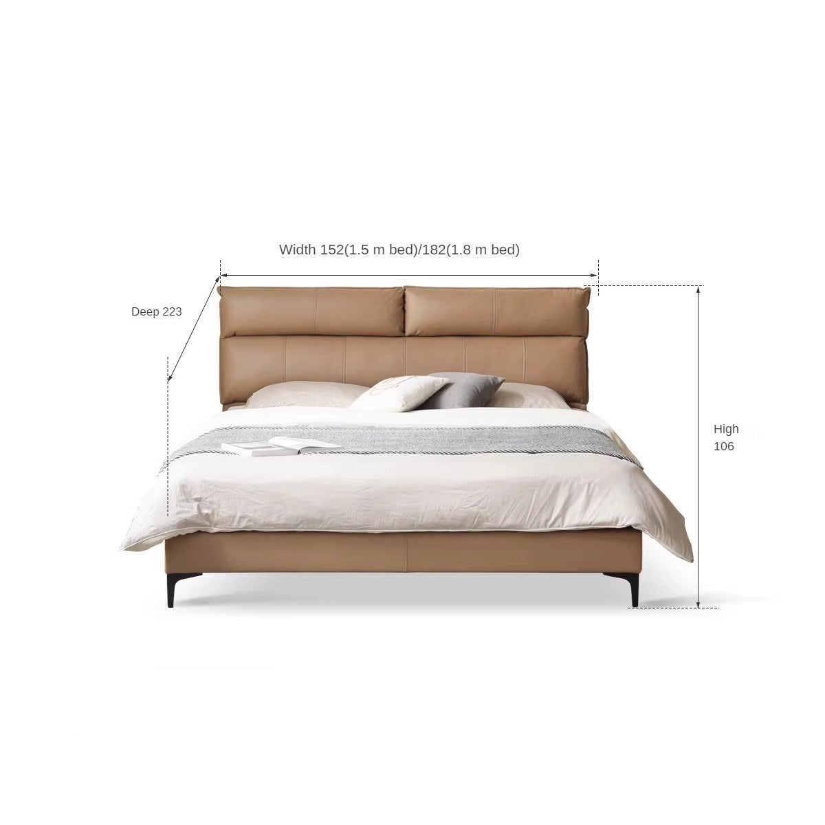 Cow Leather Bed ,Technology Cloth Wood Bed