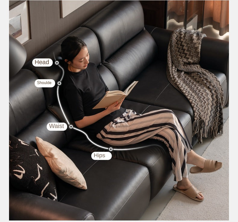 Genuine leather Sofa Bed Italian Light Luxury.