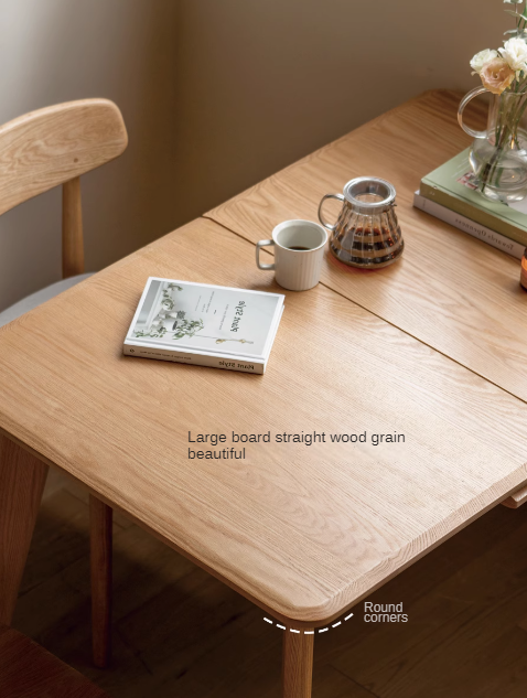 Oak, Ash Solid Wood Nordic Wall-Mounted Retractable Long Dining Table