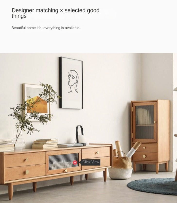 Cherry Solid Wood Japanese Retro Side Cabinet