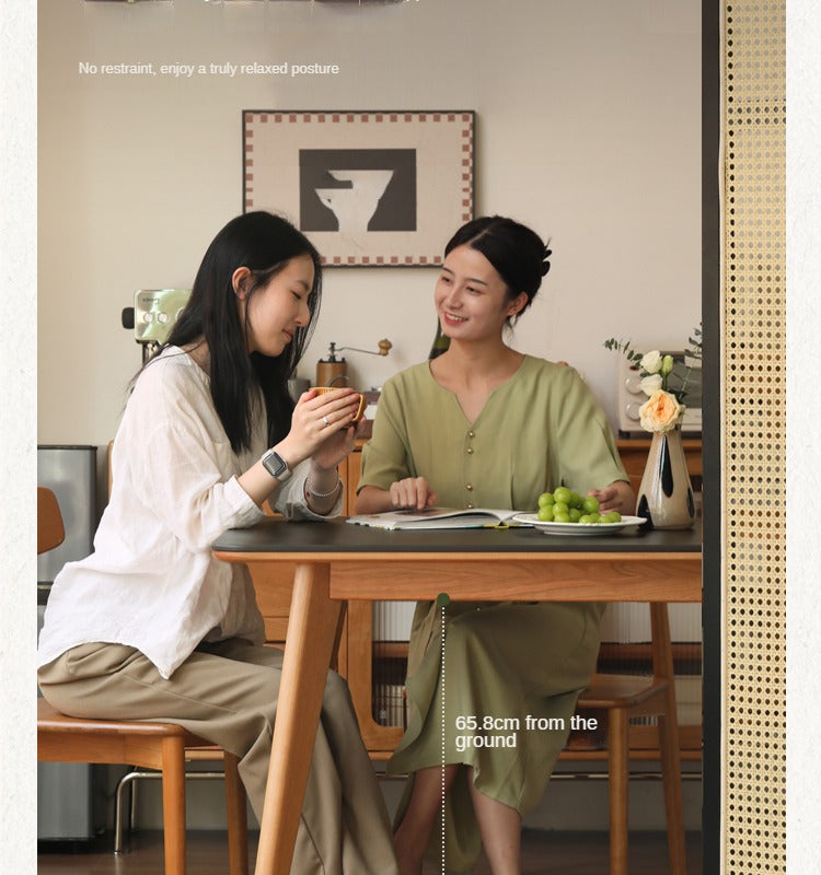 Cherry Solid Wood Retro Rock Plate Long Dining Table.