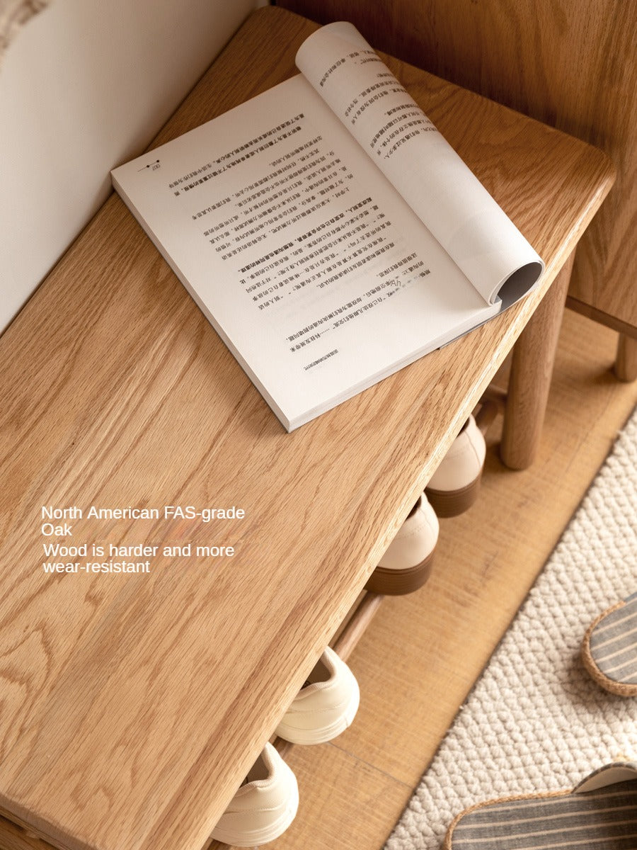 Oak Solid Wood Shoe Wearing Stool