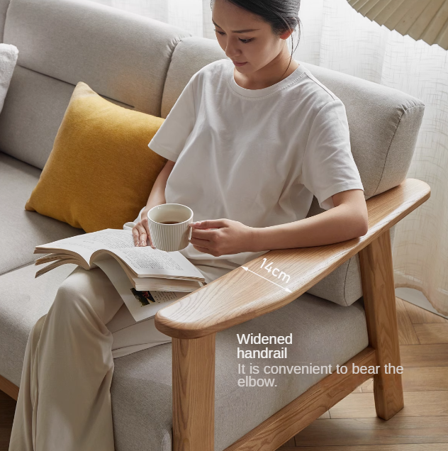 Ash Solid Wood Straight Sofa Modern.