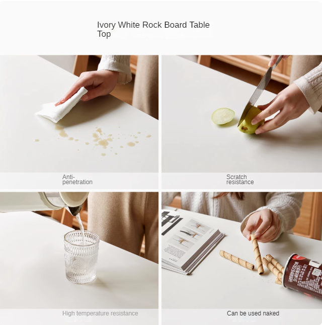 Beech Solid Wood Folding Movable Rock Plate Dining Table