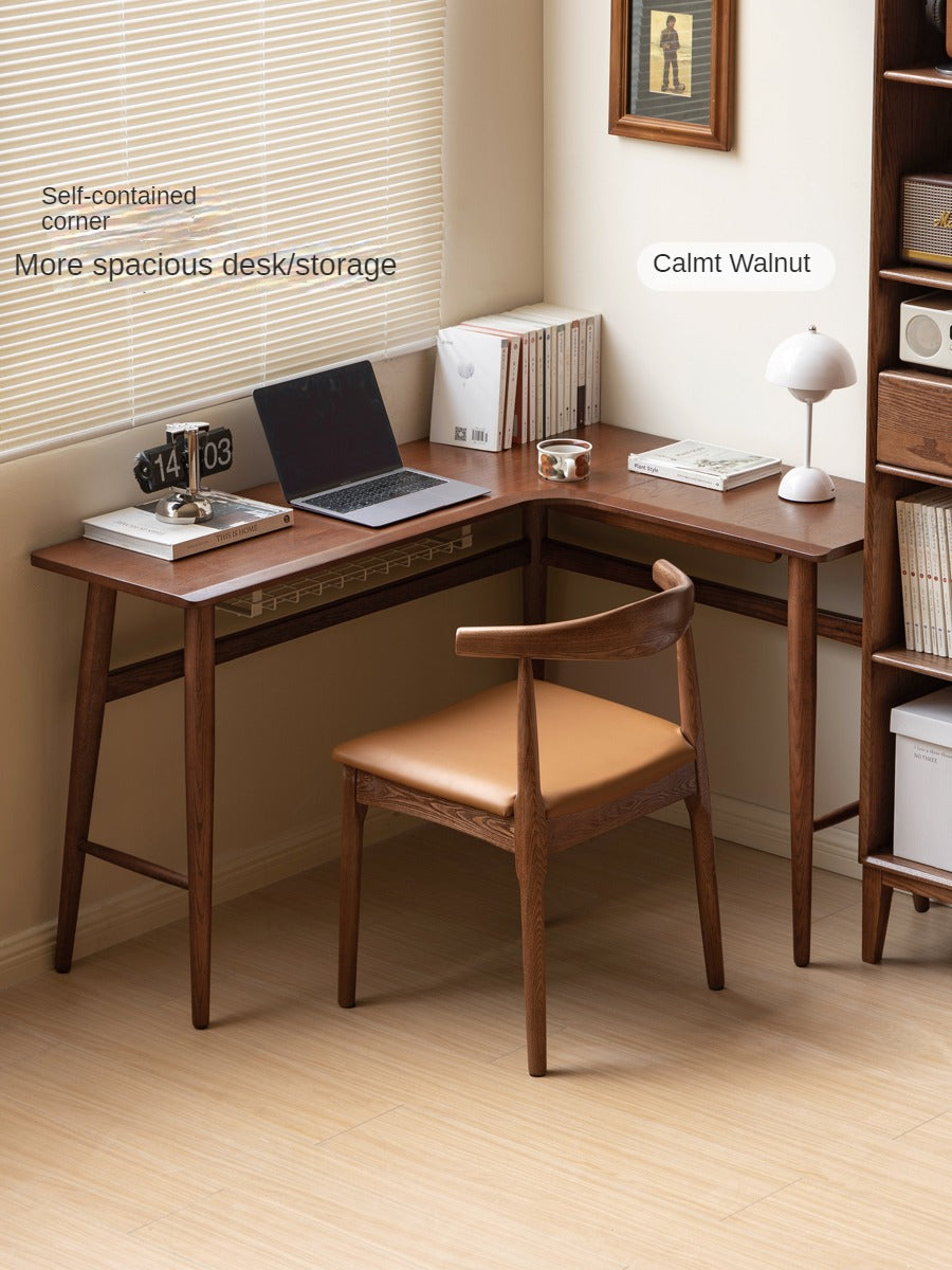 Oak, Rubberwood Solid Wood Corner Table Study Office Desk