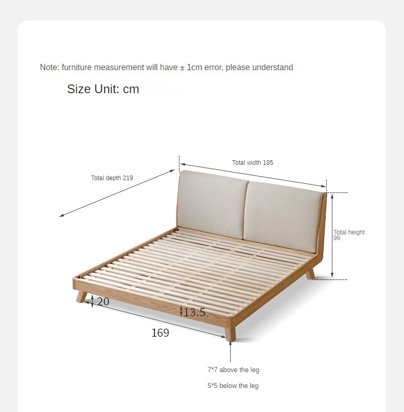Rubberwood, Oak solid wood Soft Bed