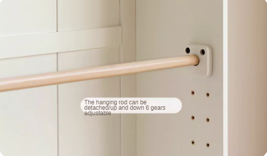 Poplar Solid Wood White Cream Walk-in Curtain Wardrobe.