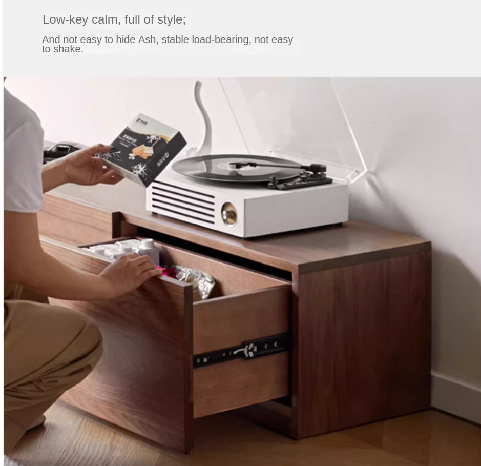 Black Walnut, Ash Solid Wood Floor Splicing Floor TV Cabinet.