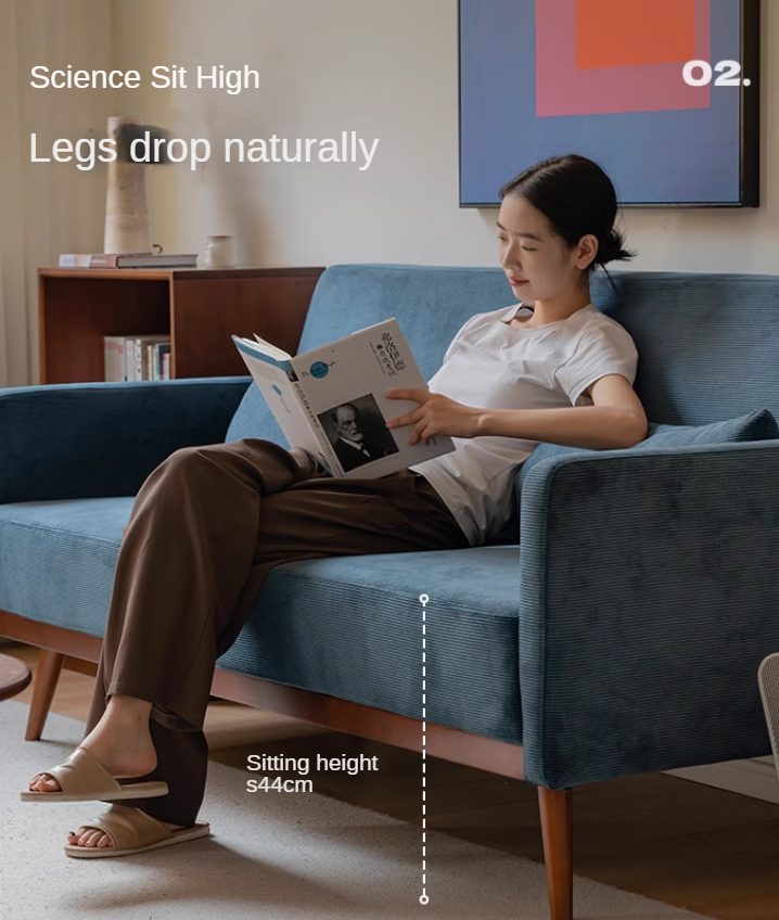 Fabric Modern Straight Retro Three Seater Sofa.