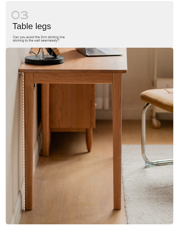 Cherry Solid Wood Desk Medieval Study Computer Desk