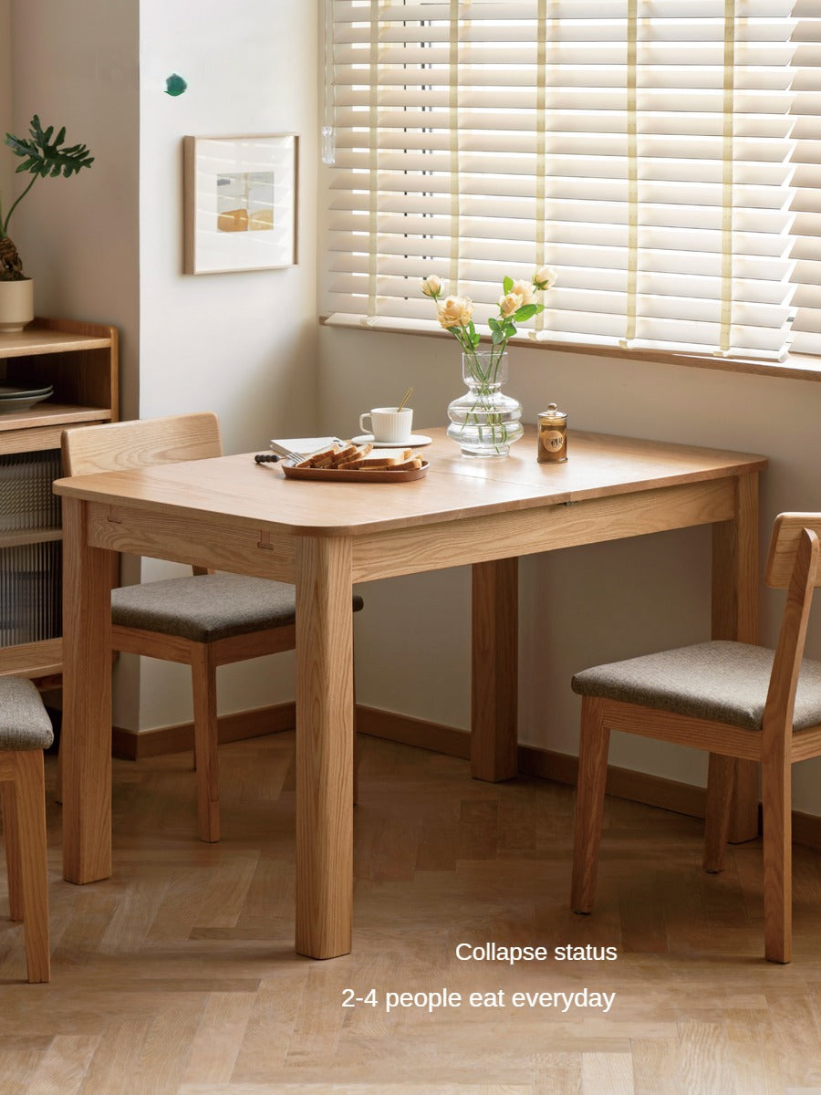 Oak Solid Wood Telescopic Folding Dining Table