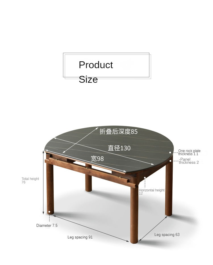 North American black walnut.solid wood slab folding round dining table"