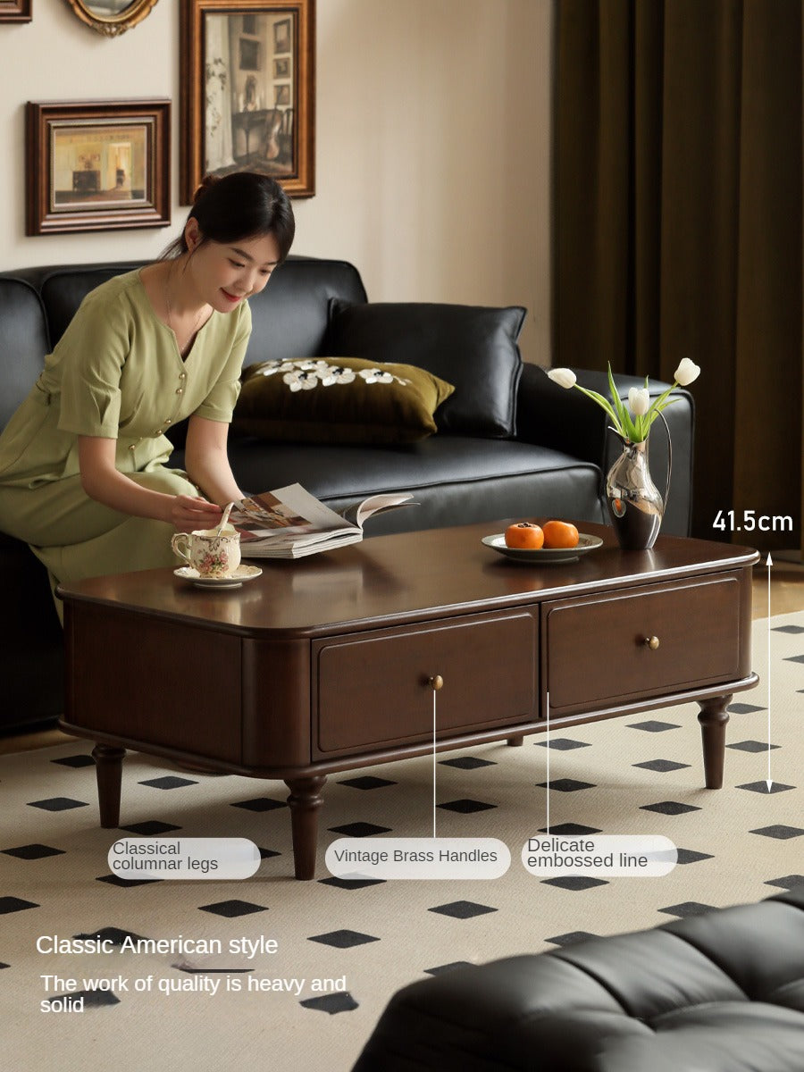 Poplar Solid Wood American Rectangular Coffee Table