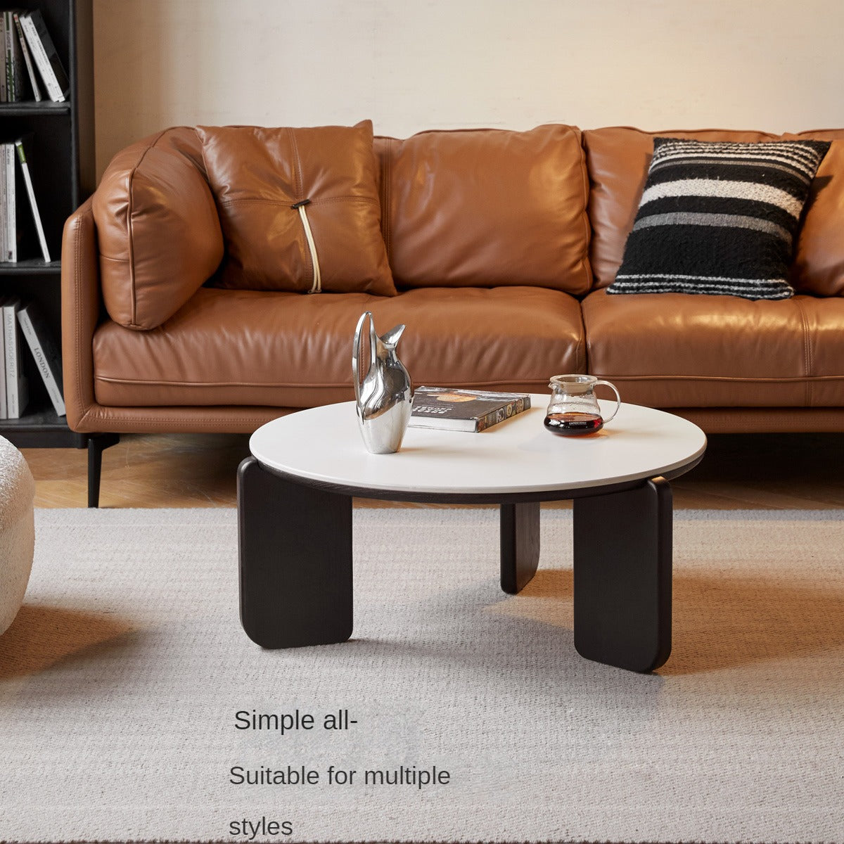 Oak Solid Wood Slate Black Coffee Table