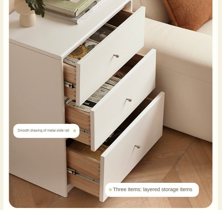 Poplar Solid Wooden Bookcase Cream White Free Combination Glass Door Display Cabinet
