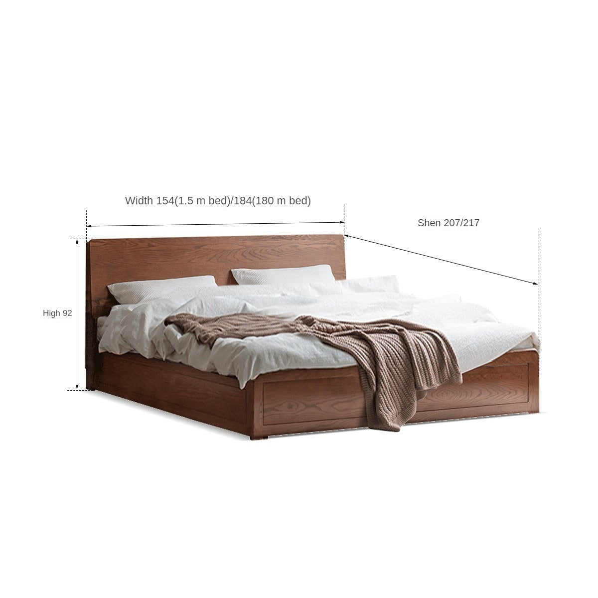 Oak Solid Wood Box Bed