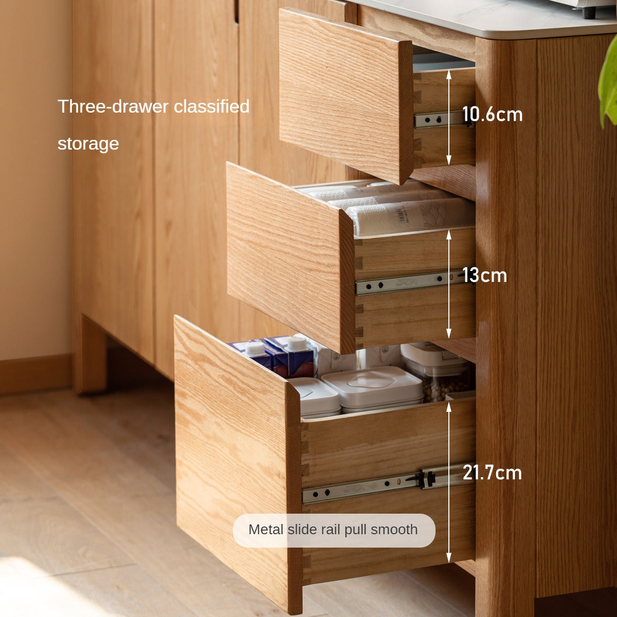 Oak Solid Wood Rock Board Dinner Cabinet