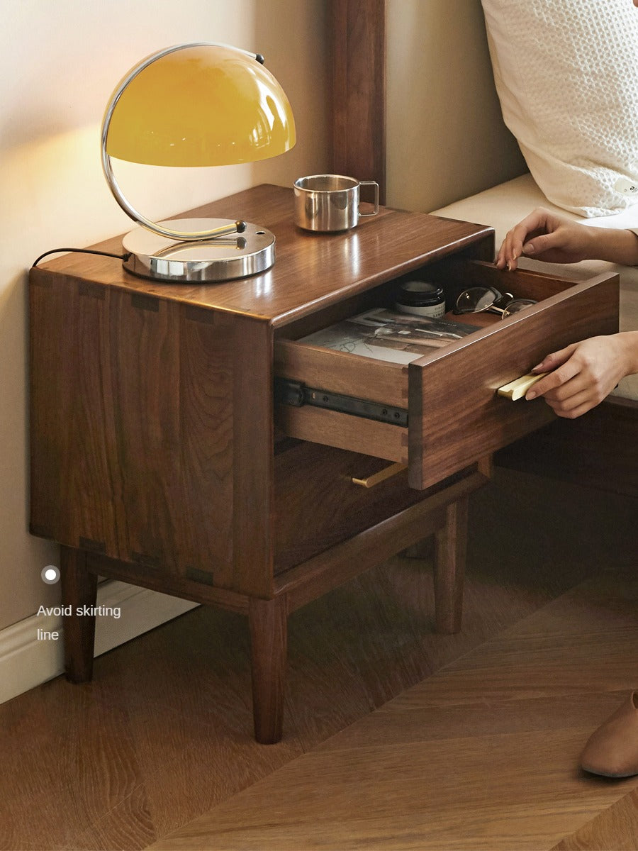Black Walnut Solid Wood Nightstand.