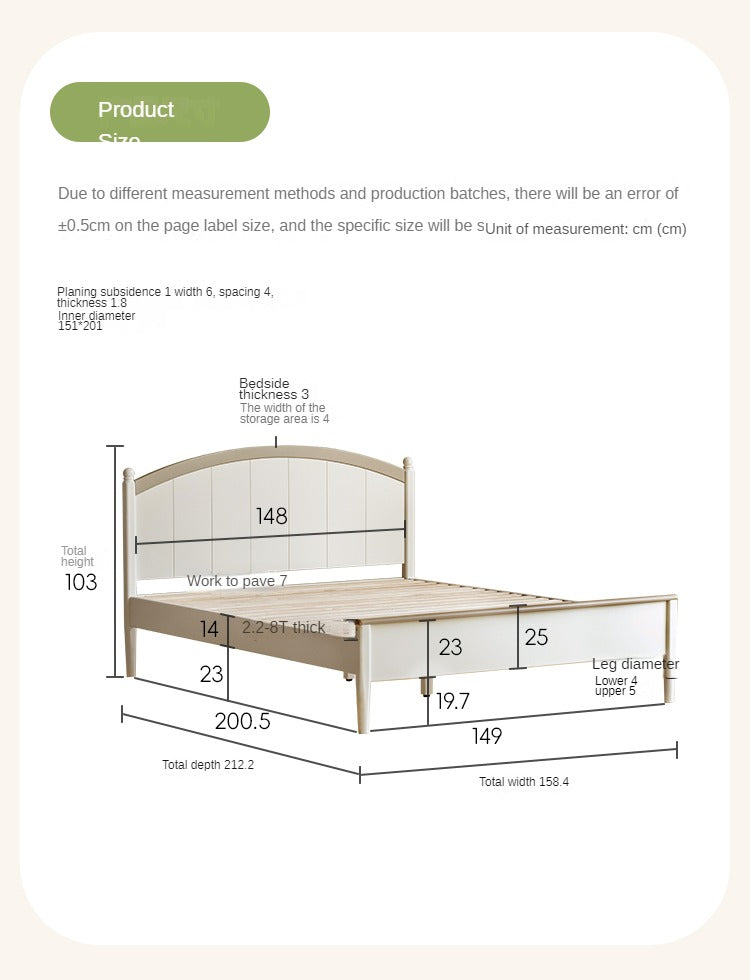 Rubber wood Cream Style Children's Bed White<