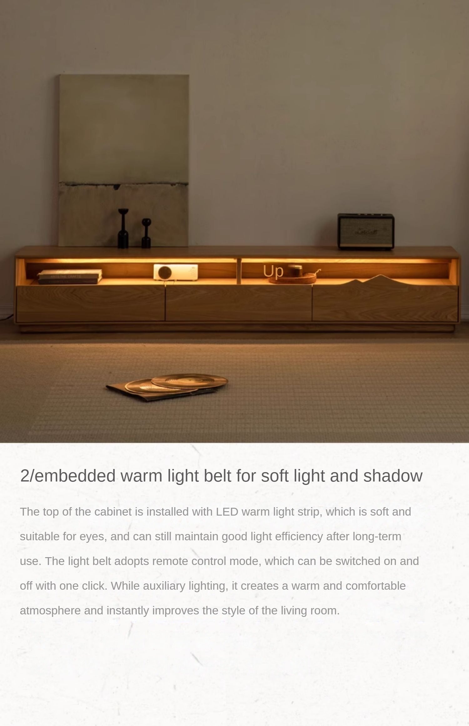 Ash Solid Wood Floor TV Storage Cabinet.