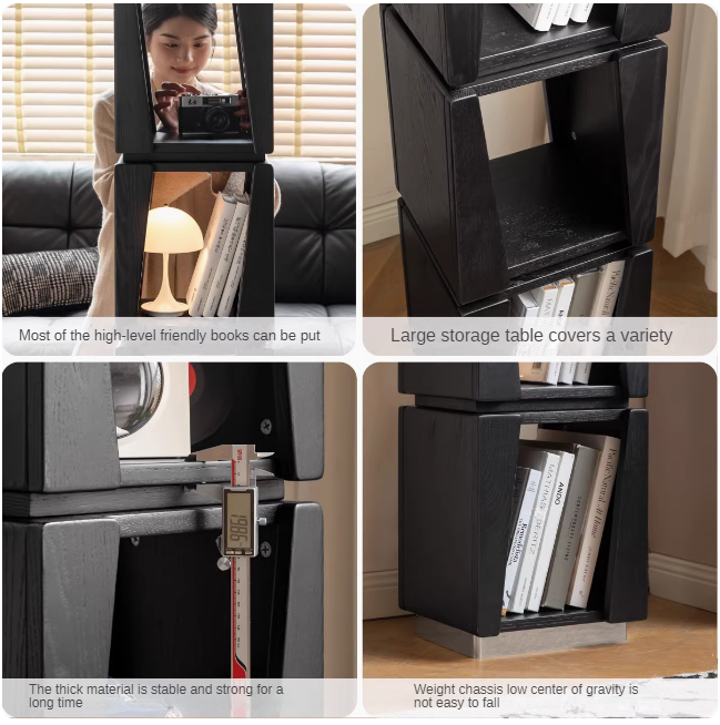 Oak Solid Wood Floor-standing Narrow Bookshelf.