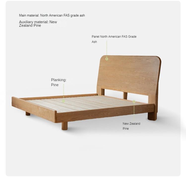 Ash Solid Wood Bed Simple High Headboard.