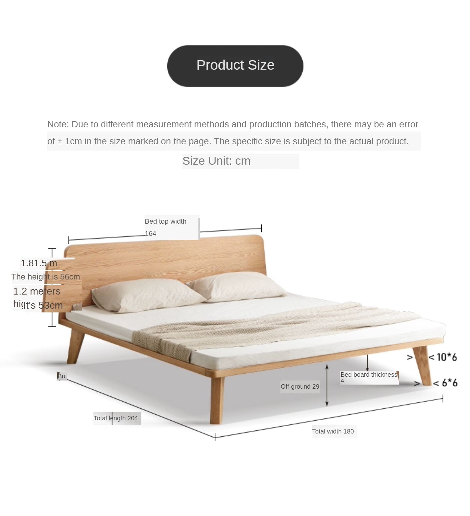 Oak Solid Wood Bed